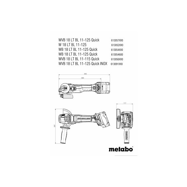 Metabo Akku-Winkelschleifer WB 18 LT BL 11-125 Quick - 613054840-3